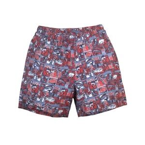Columbia | Men's Red & Blue PFG Quick Drying Fish Print Swim Shorts | S
